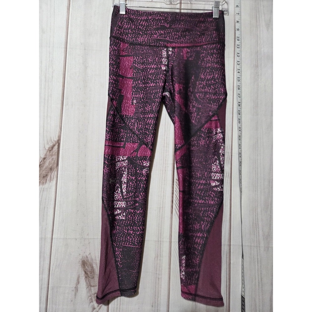 Under Armour Leggings Womens Medium Black Purple Compression HeatGear Mesh 7/8